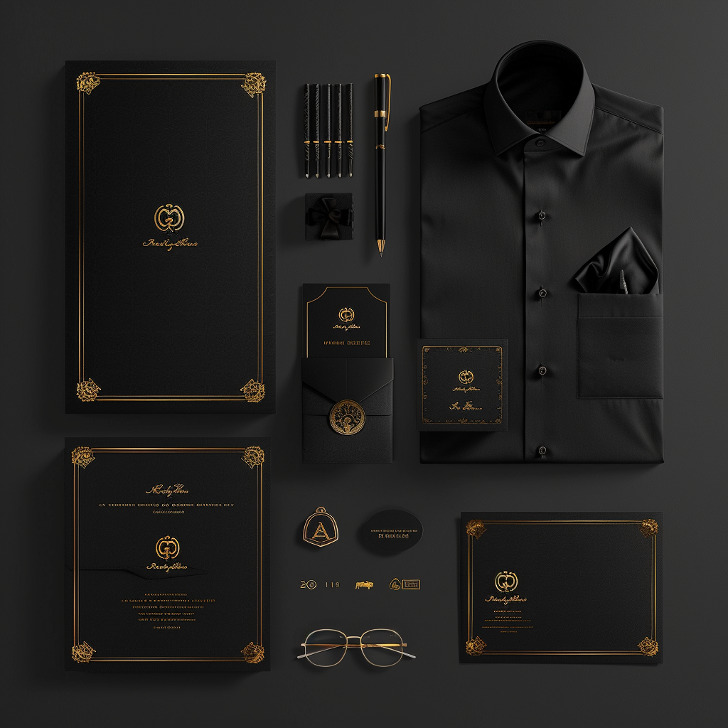 Branding Kits: An elegant corporate branding kit for a luxury hotel, featuring logo, business c