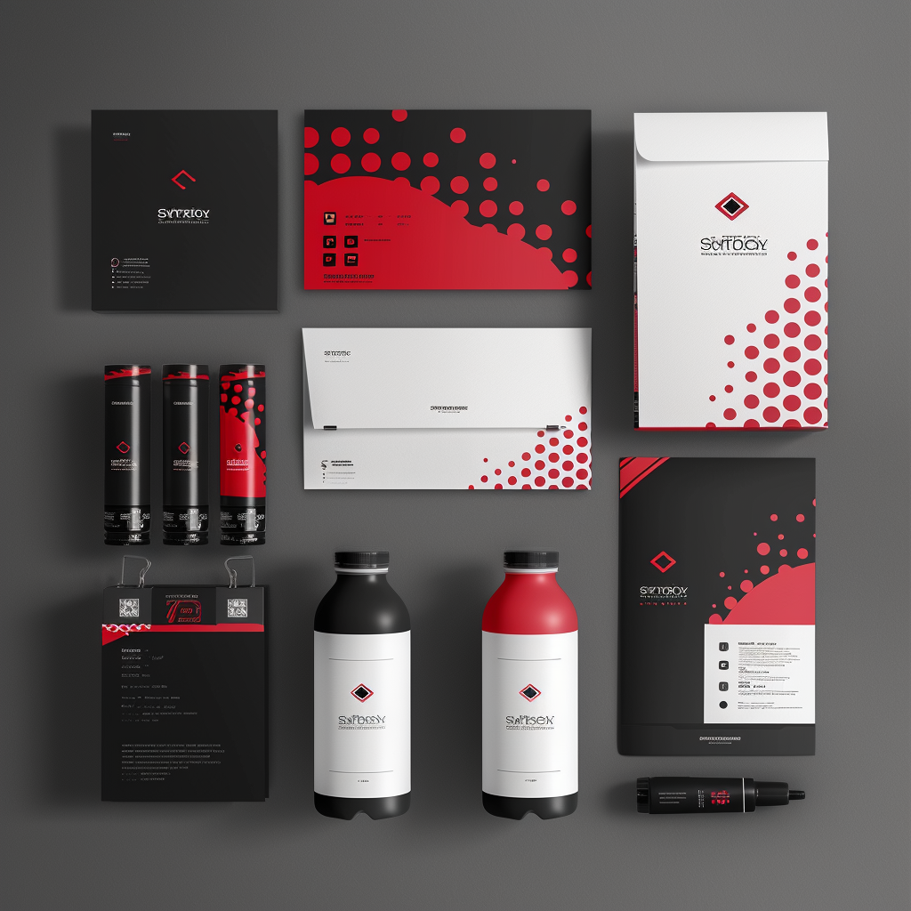 Branding Kits: A sporty corporate branding kit for a fitness studio, featuring business cards,