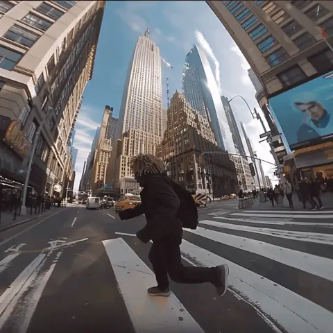 „Bodycam recording of a fleeing person in the streets of a large city“