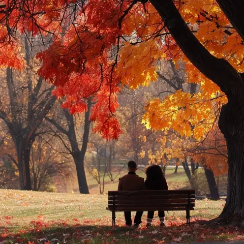 autumn - trees with red and gold leaves