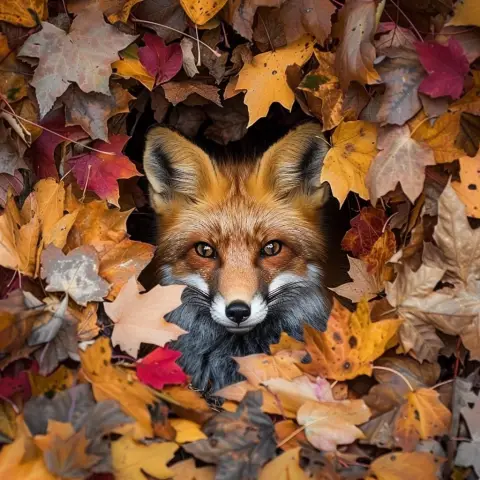 autumn - camouflaged among colorful fallen leaves