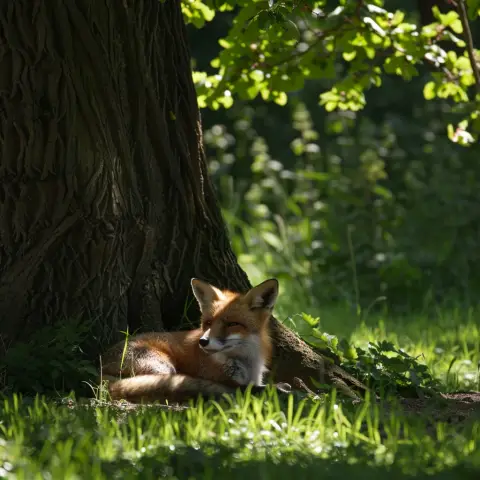 summer - resting in the shade of a large oak tree
