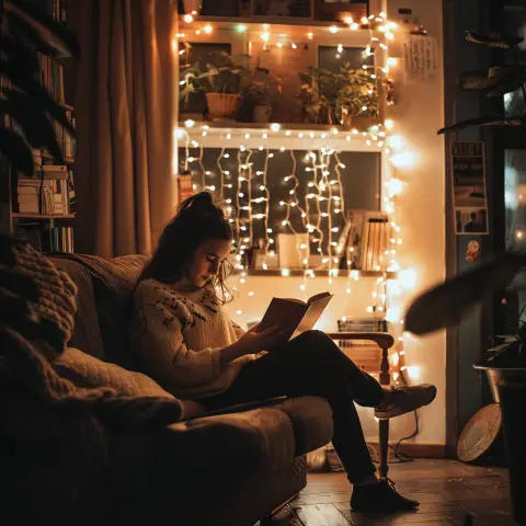 surrounded by fairy lights