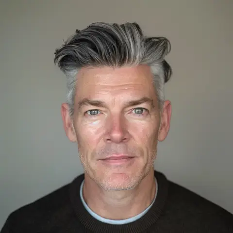 light grey pompadour hair style