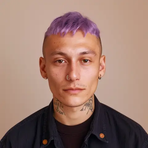 purple hair and shaved sides