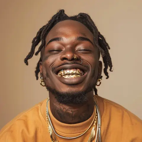 with gold Grillz