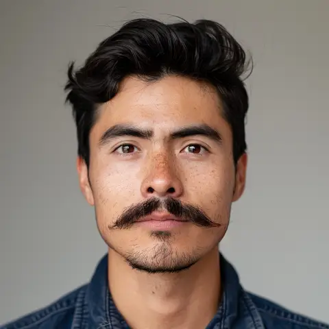neatly trimmed mustache