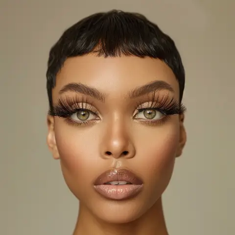long, voluminous false eyelashes