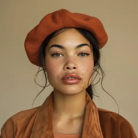 adorned with a chic beret