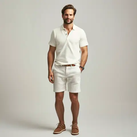 polo shirt and chino shorts