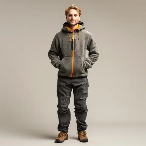 fleece jacket and durable fabric pants