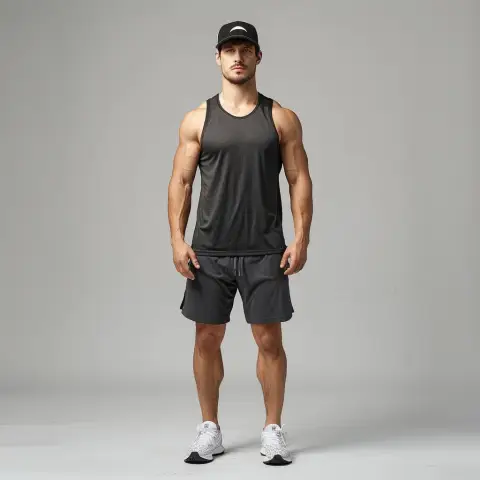 sleeveless tank top and athletic shorts