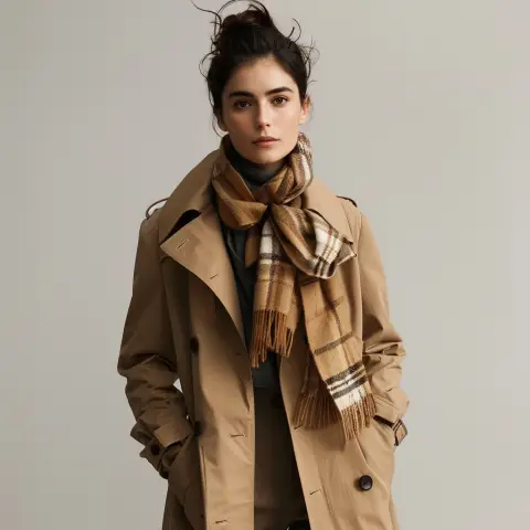 wool trench coat and scarf