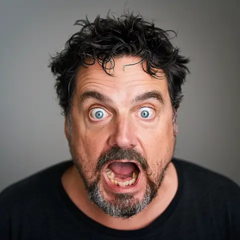 fear - wide eyes and a slightly open mouth
